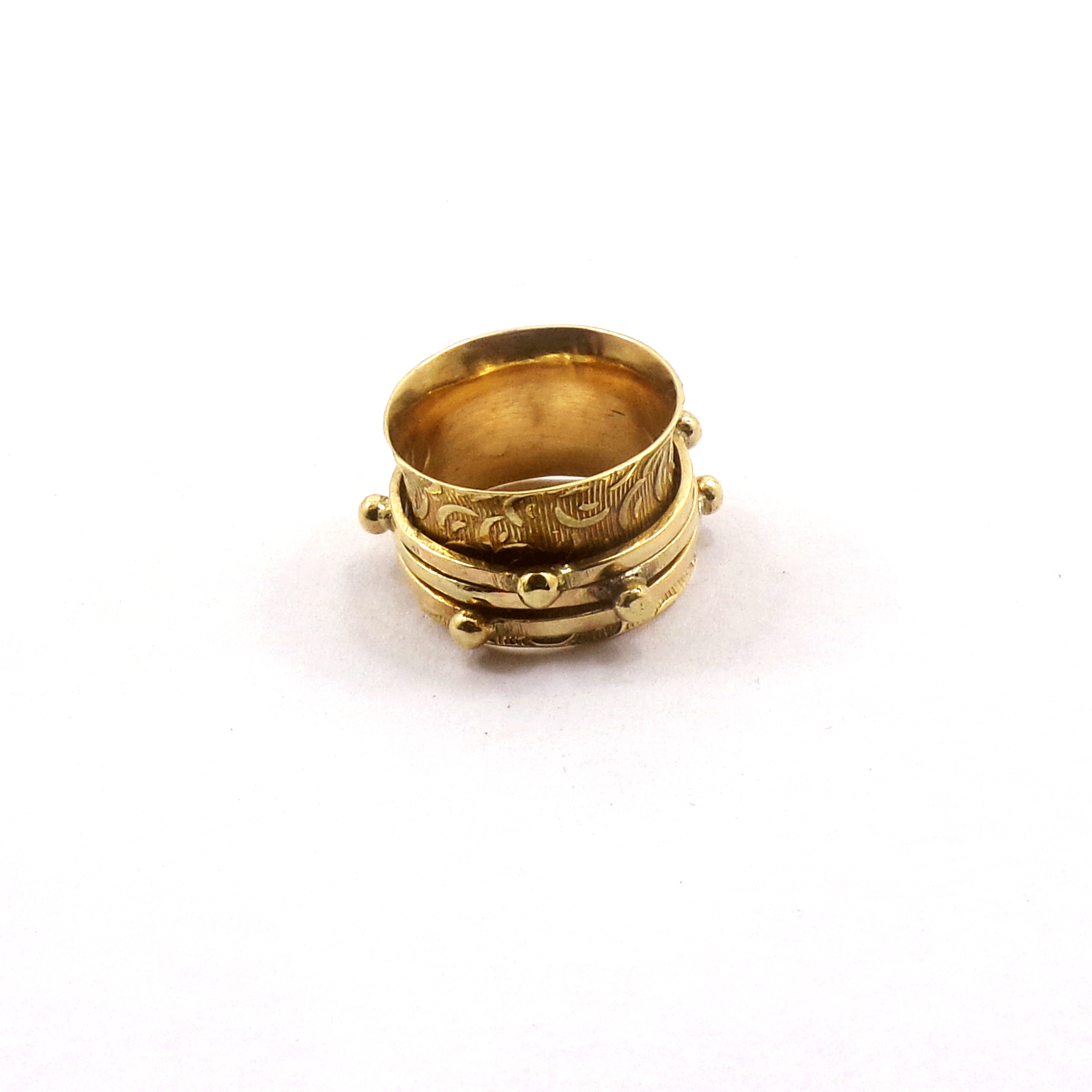 Ring Size - 9 Brass Spinner Ring J - BSPR998 18K Gold Plated Brass Rava Design Spinner Challa Fashion Finger Ring